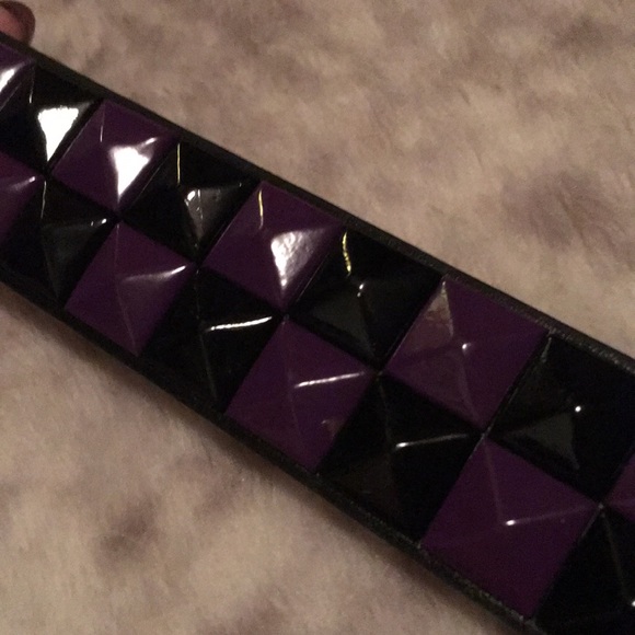 Kids Punk Purple & Black Checkerboard Studded Belt - Picture 5 of 7